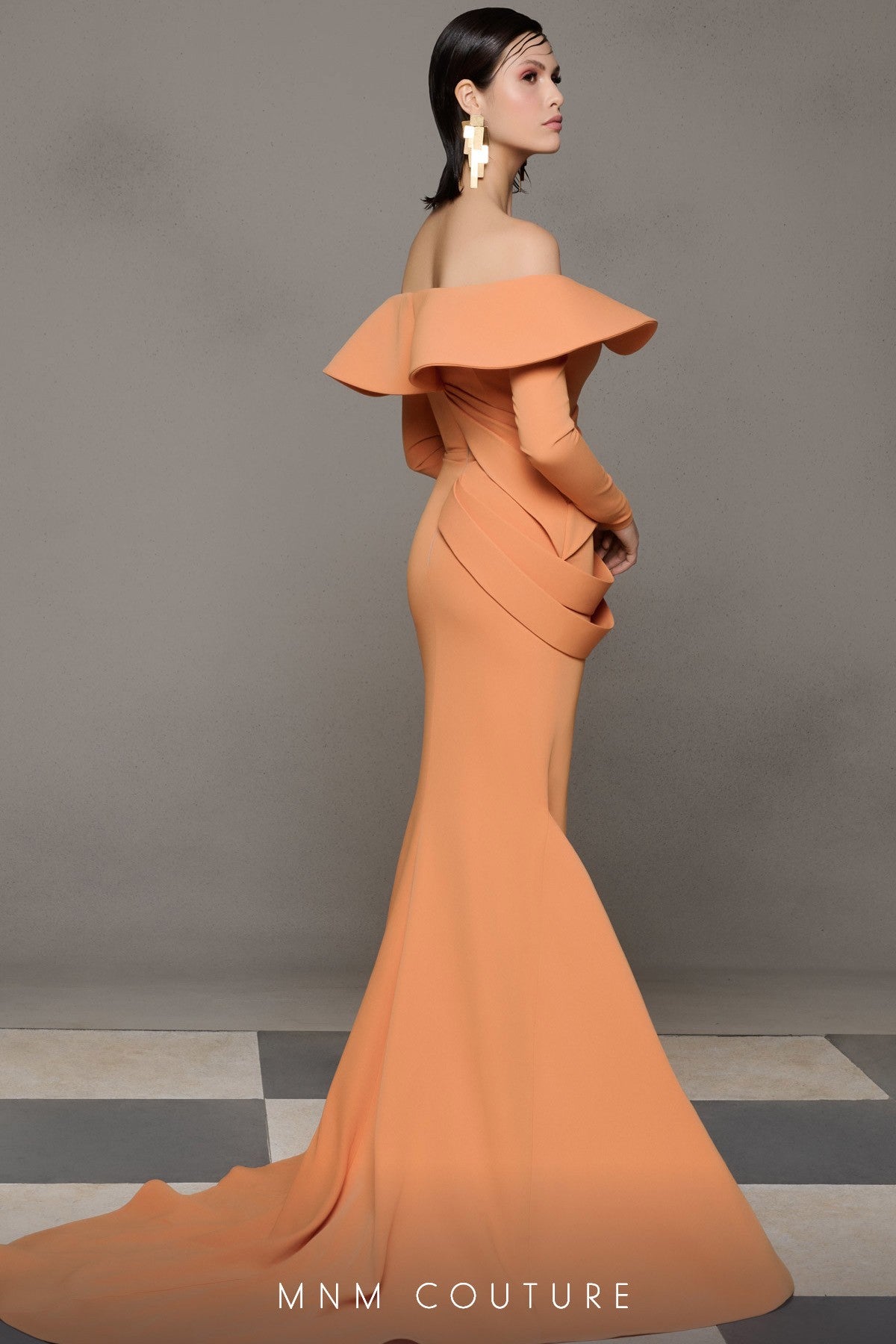 Draped Crepe Mermaid Gown