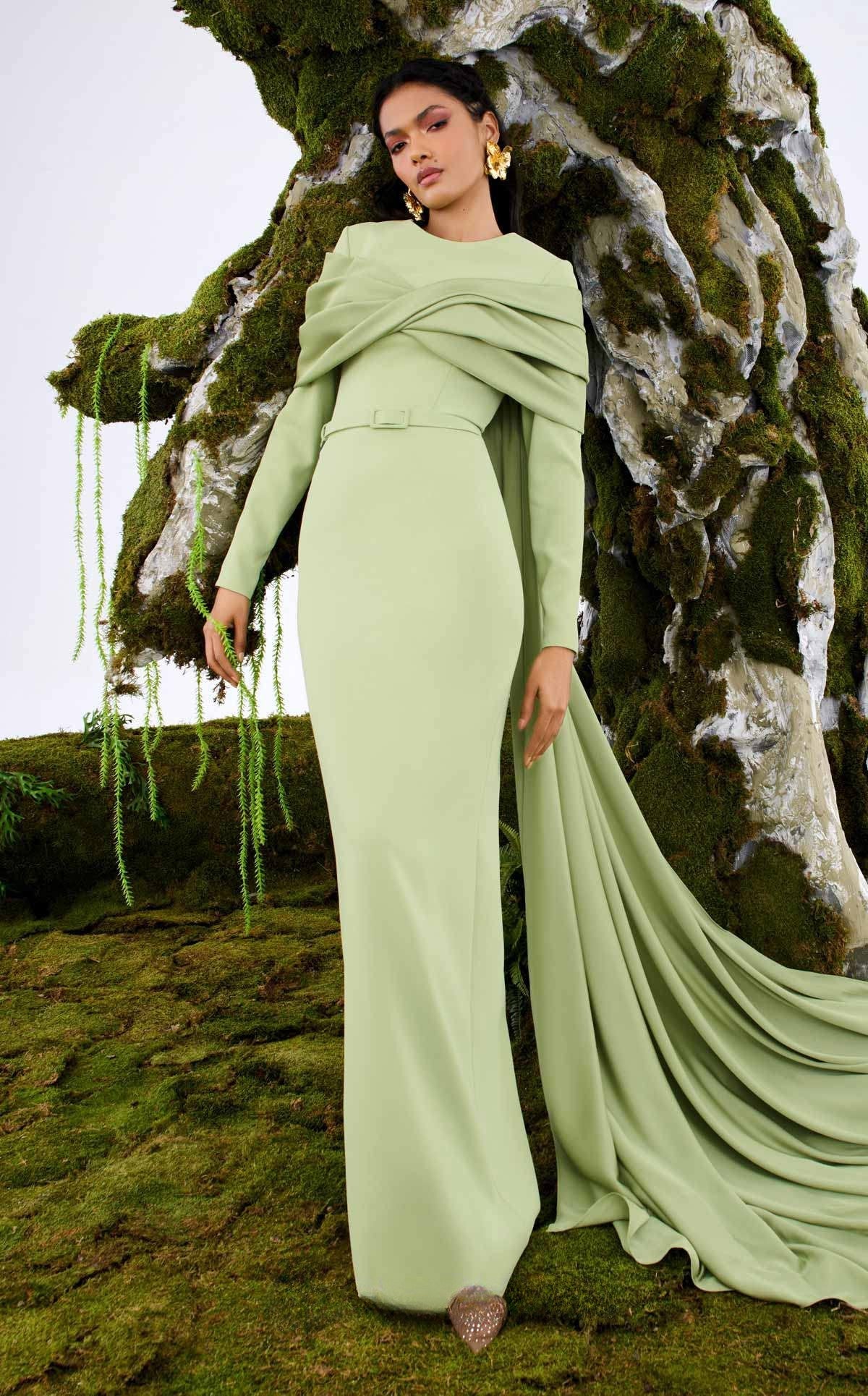 Long Sleeve Gown with Cape