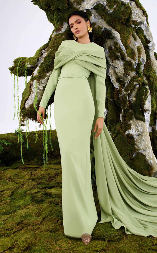 Long Sleeve Gown with Cape