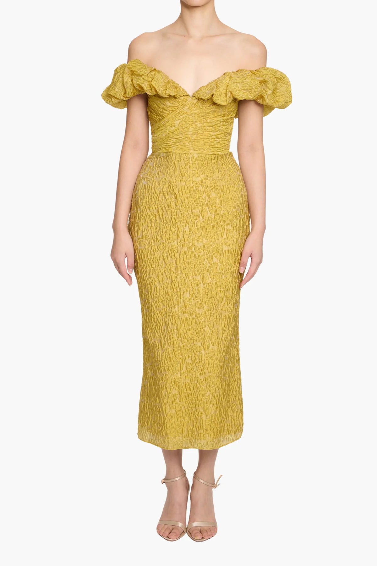 Off Shoulder Cloque Cocktail Dress