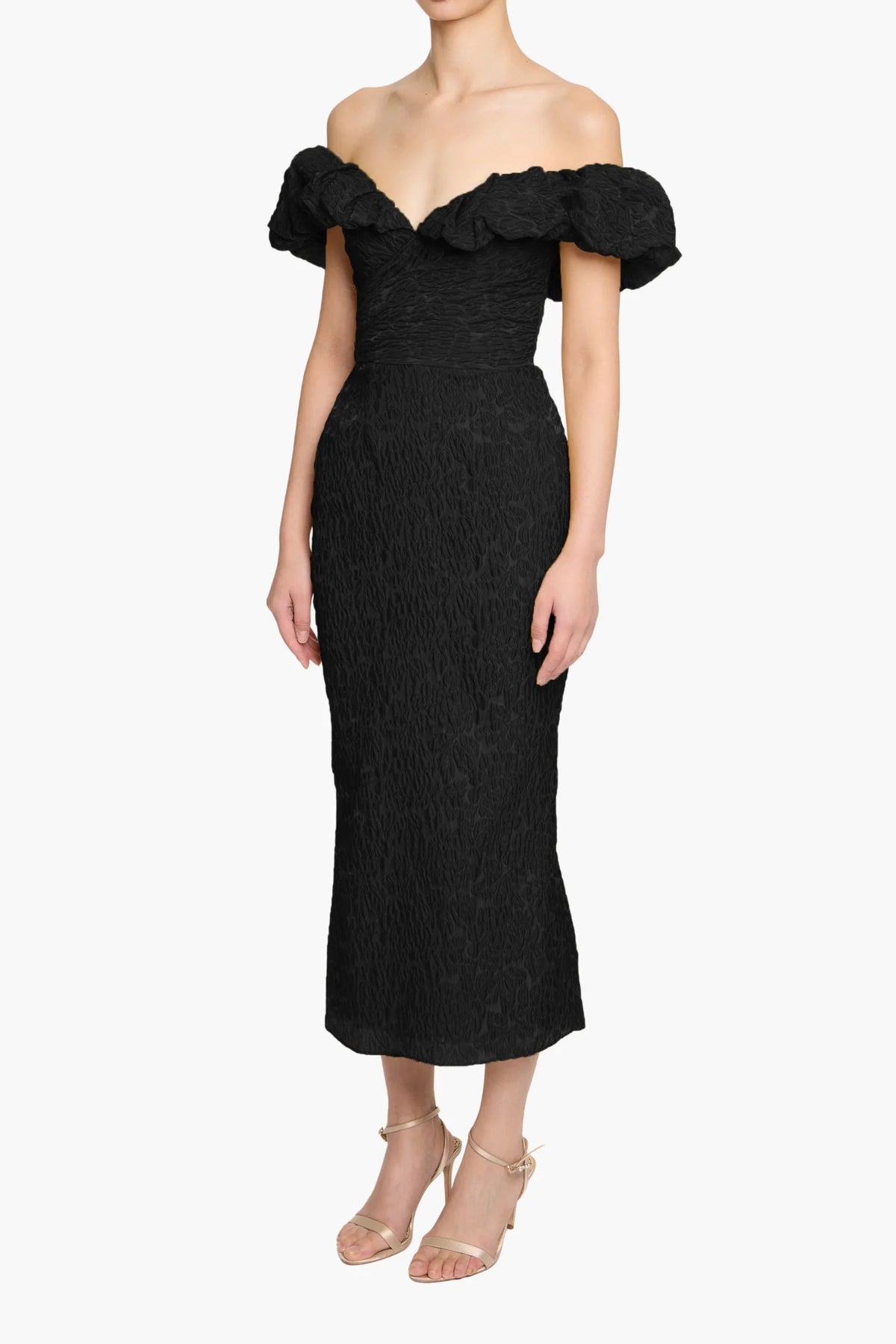 Off Shoulder Cloque Dress