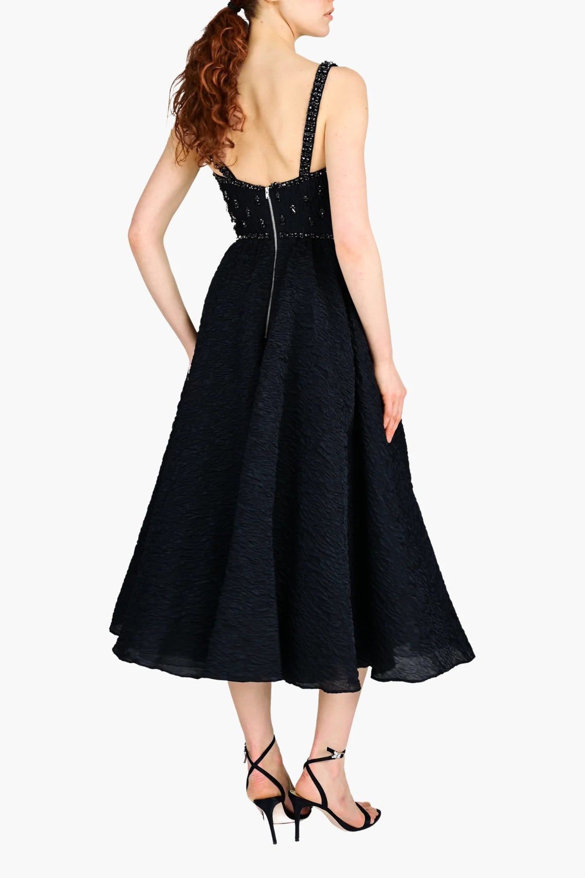 Sleeveless Cloque Midi Dress