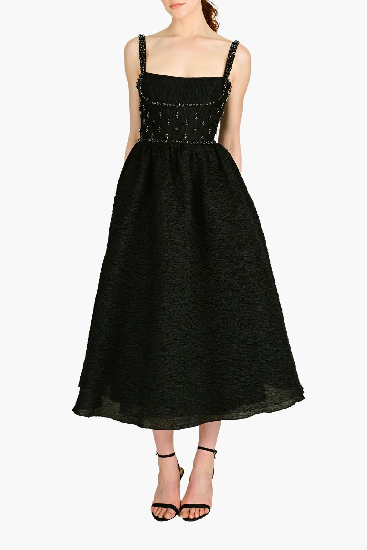 Sleeveless Cloque Midi Dress