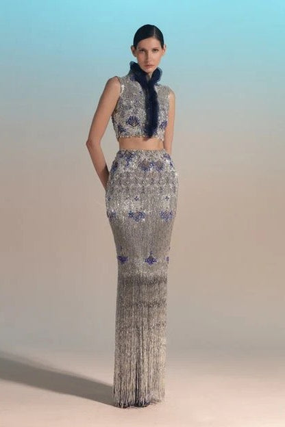Two-Piece Fully Beaded Gown