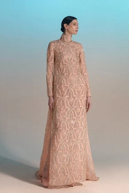 Long Sleeve Turtle-Neck Gown