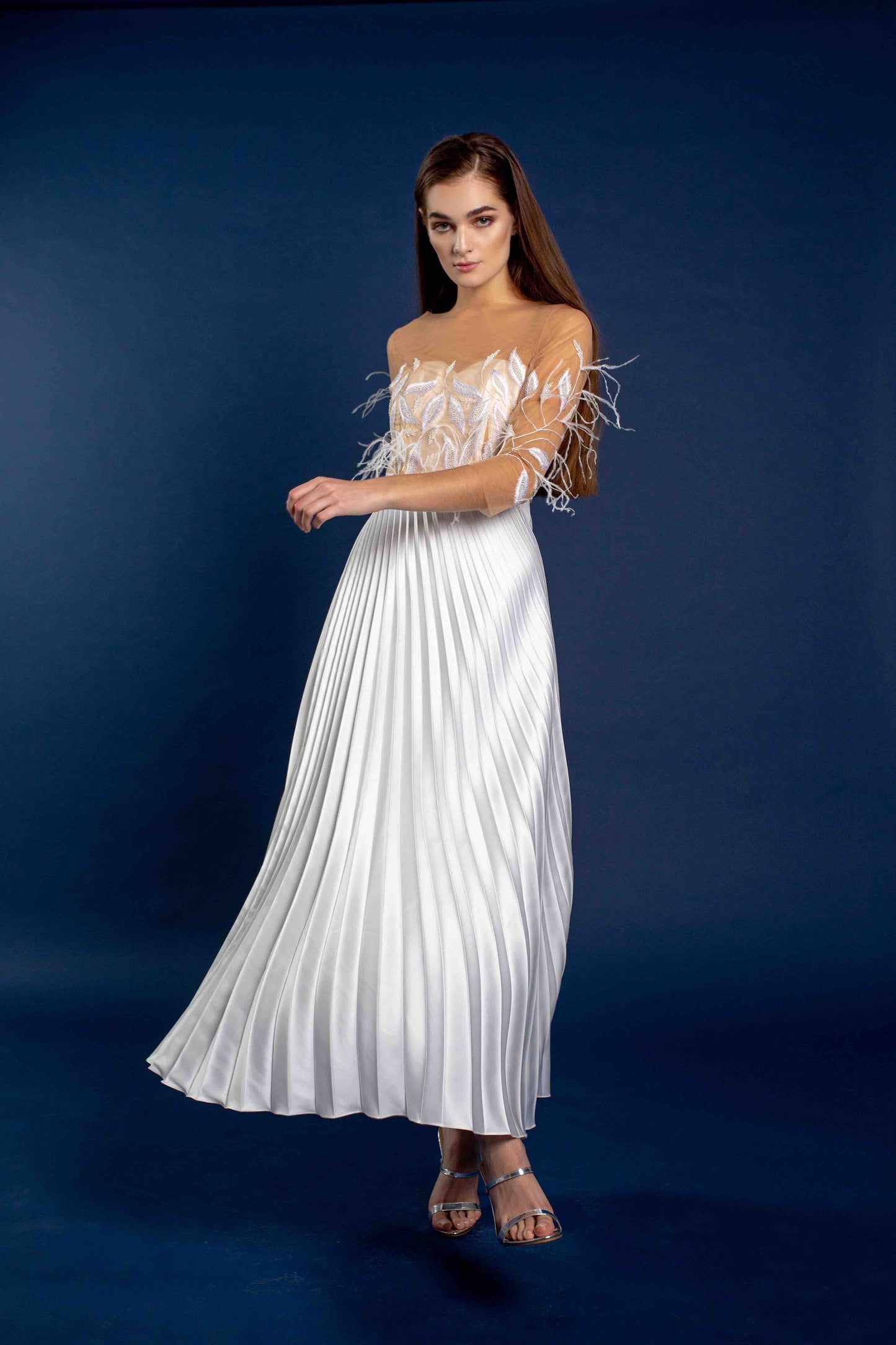 Nia Satin Bias Pleated Dress