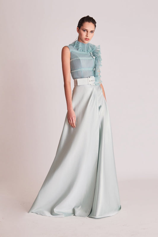 High Neck Sleeveless Top and A-Line Skirt