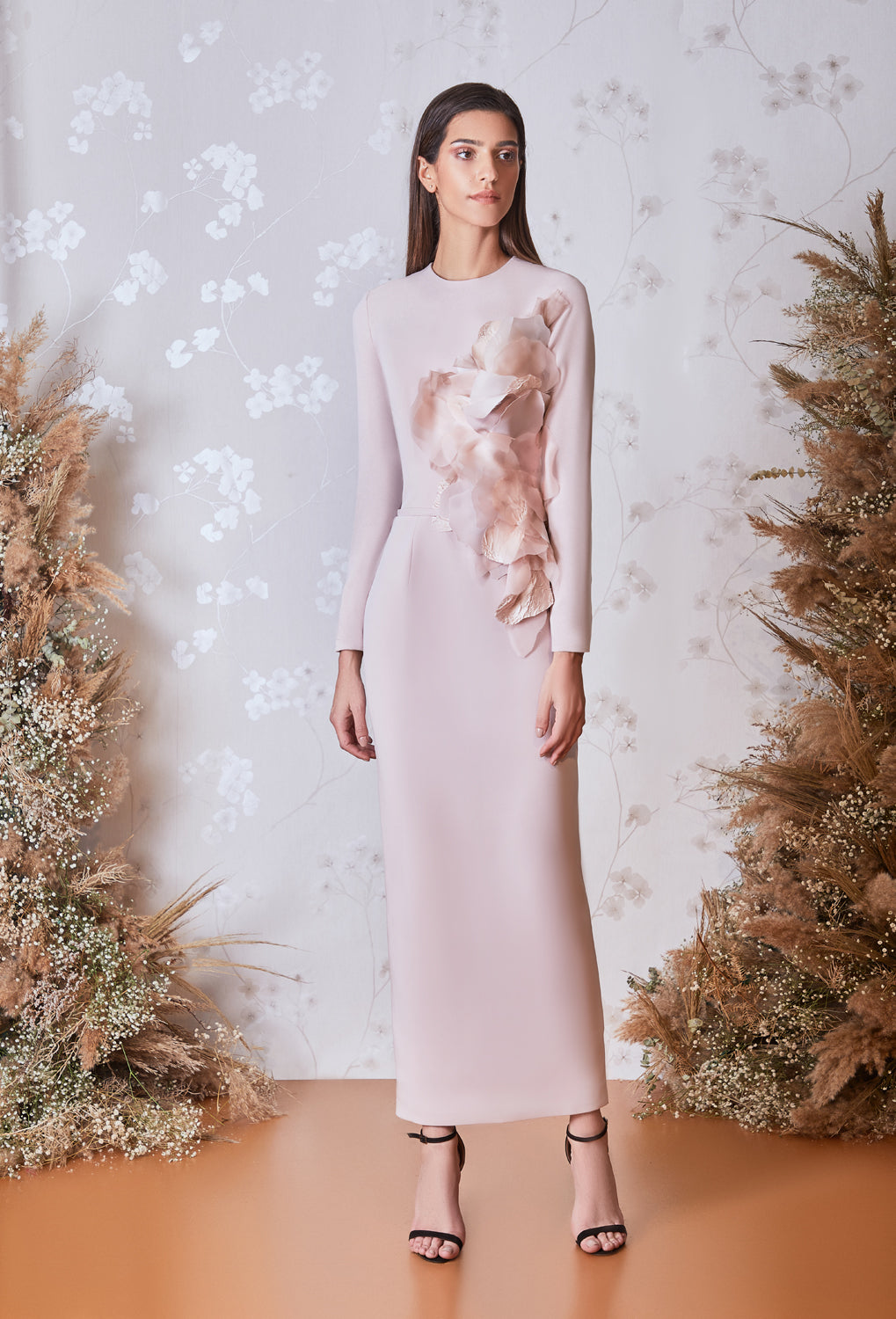 Long Sleeve Ankle- Length Dress