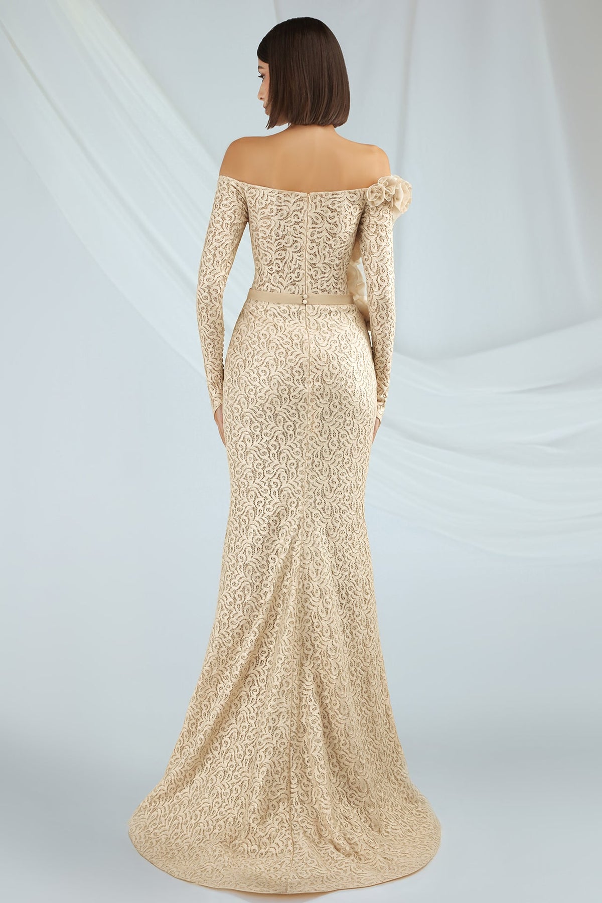 Lace Rosette Mermaid Gown
