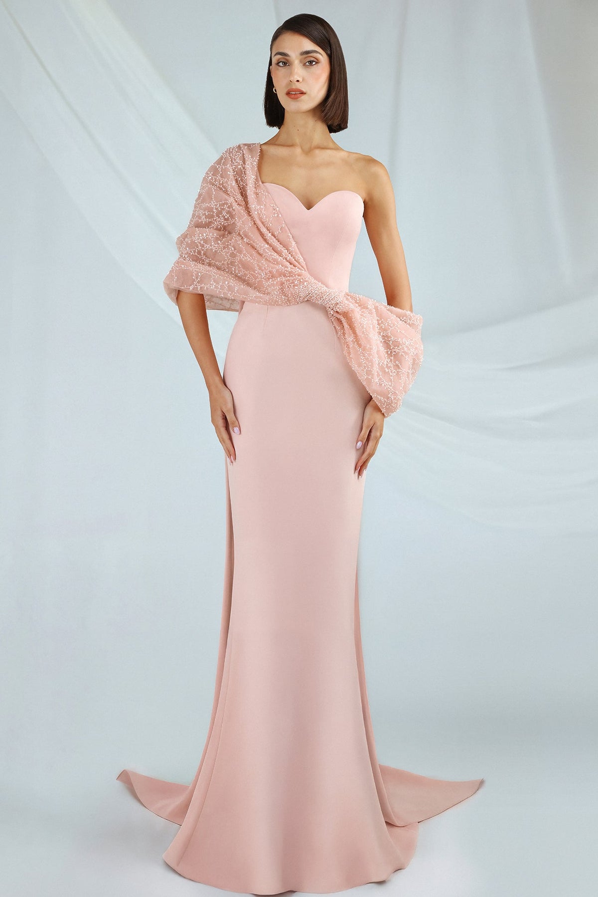 Strapless Draped Wrap Gown