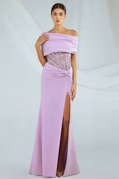 Off-Shoulder Corset-Waist Gown