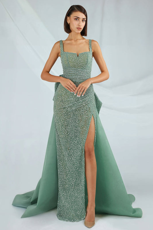 Beaded Bow-Back Gown