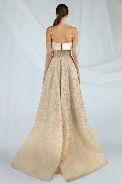 Floral Appliqué Sequin Gown