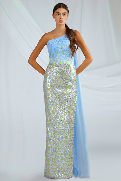 One-Shoulder Sequin Gown