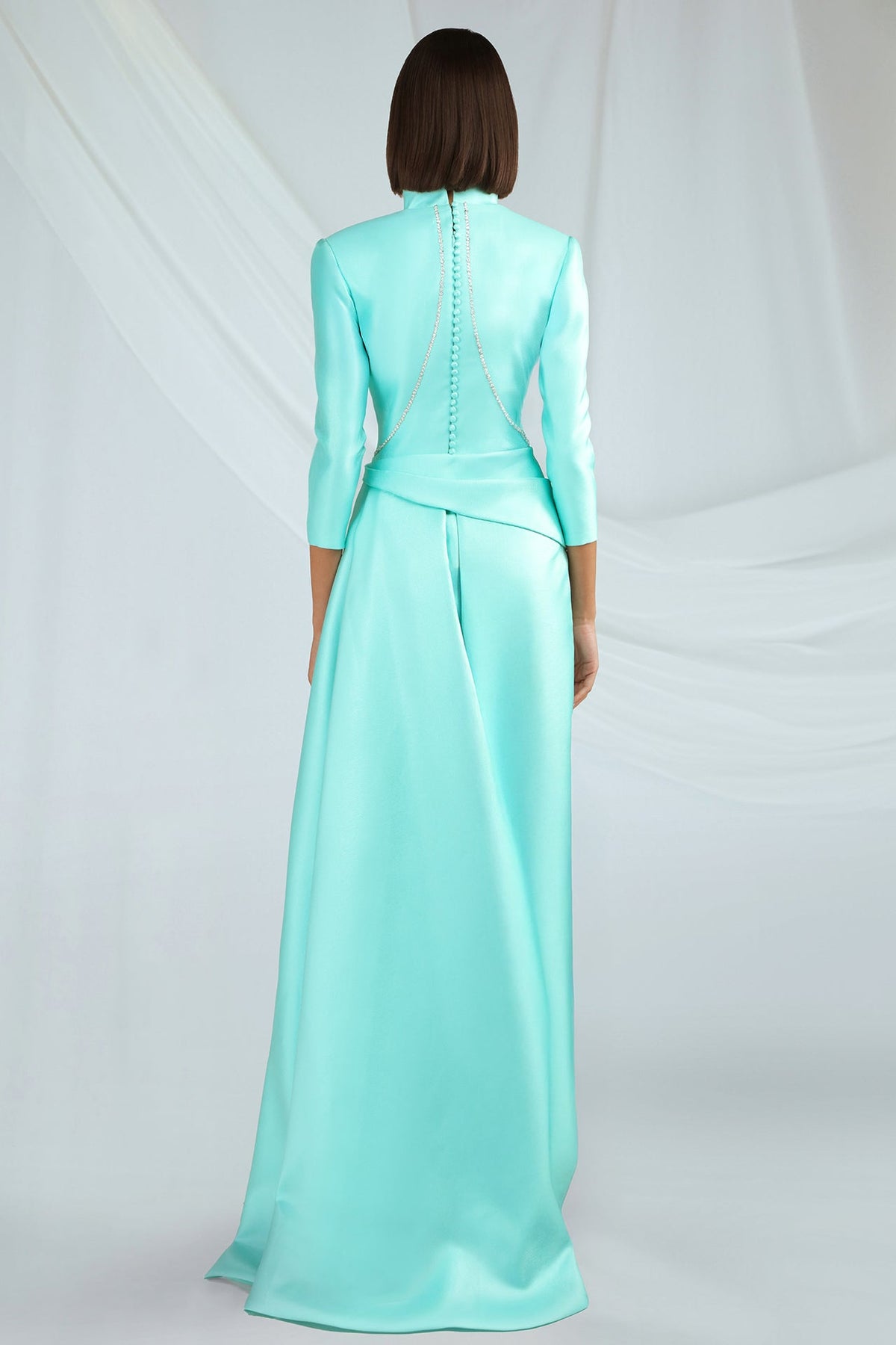 Stand-Collar Slit Gown