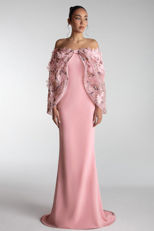 Cape-Cut Gown