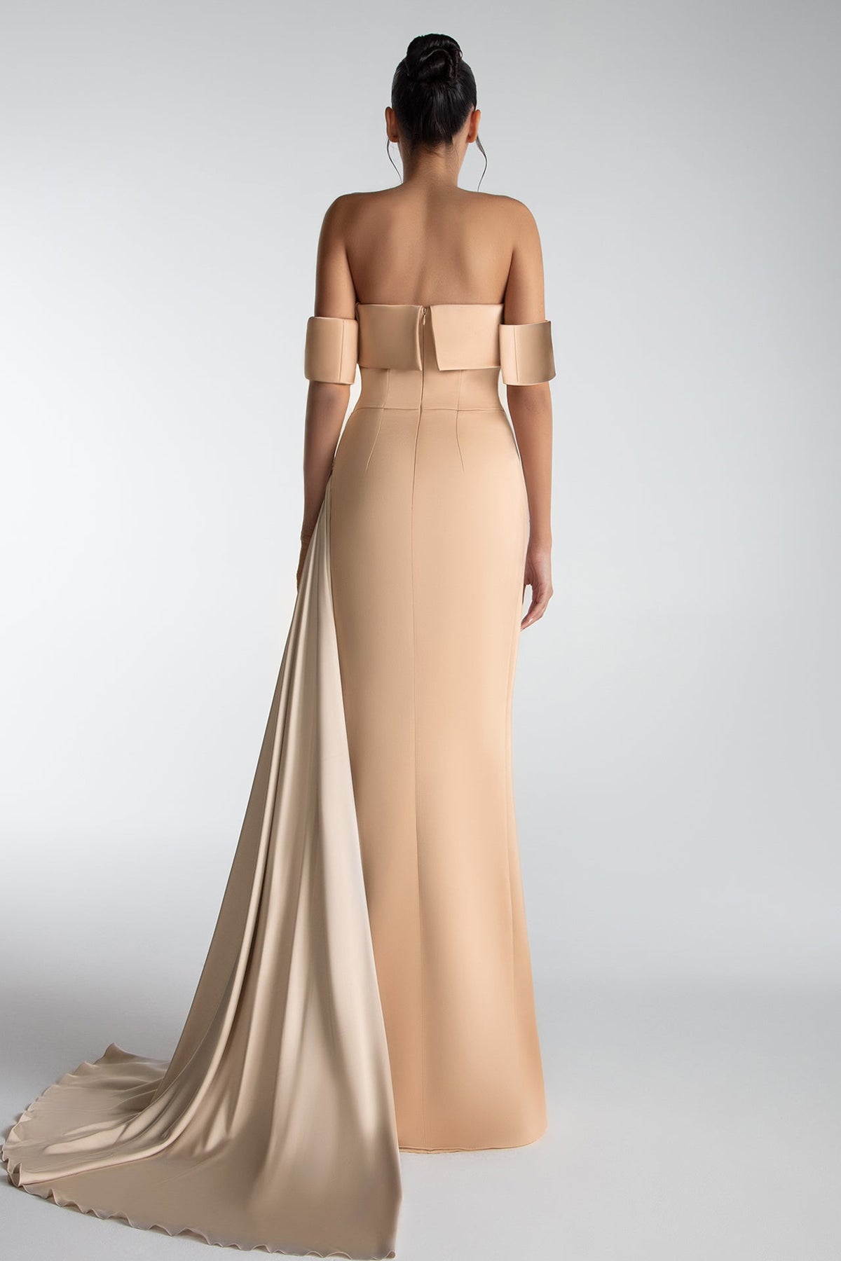 Strapless Two-Tone Satin Gown