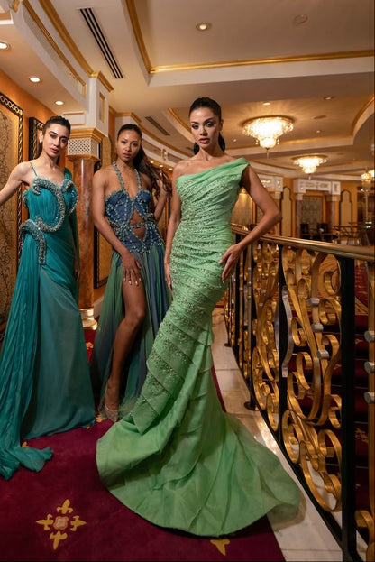 One-Shoulder Sequin Gown