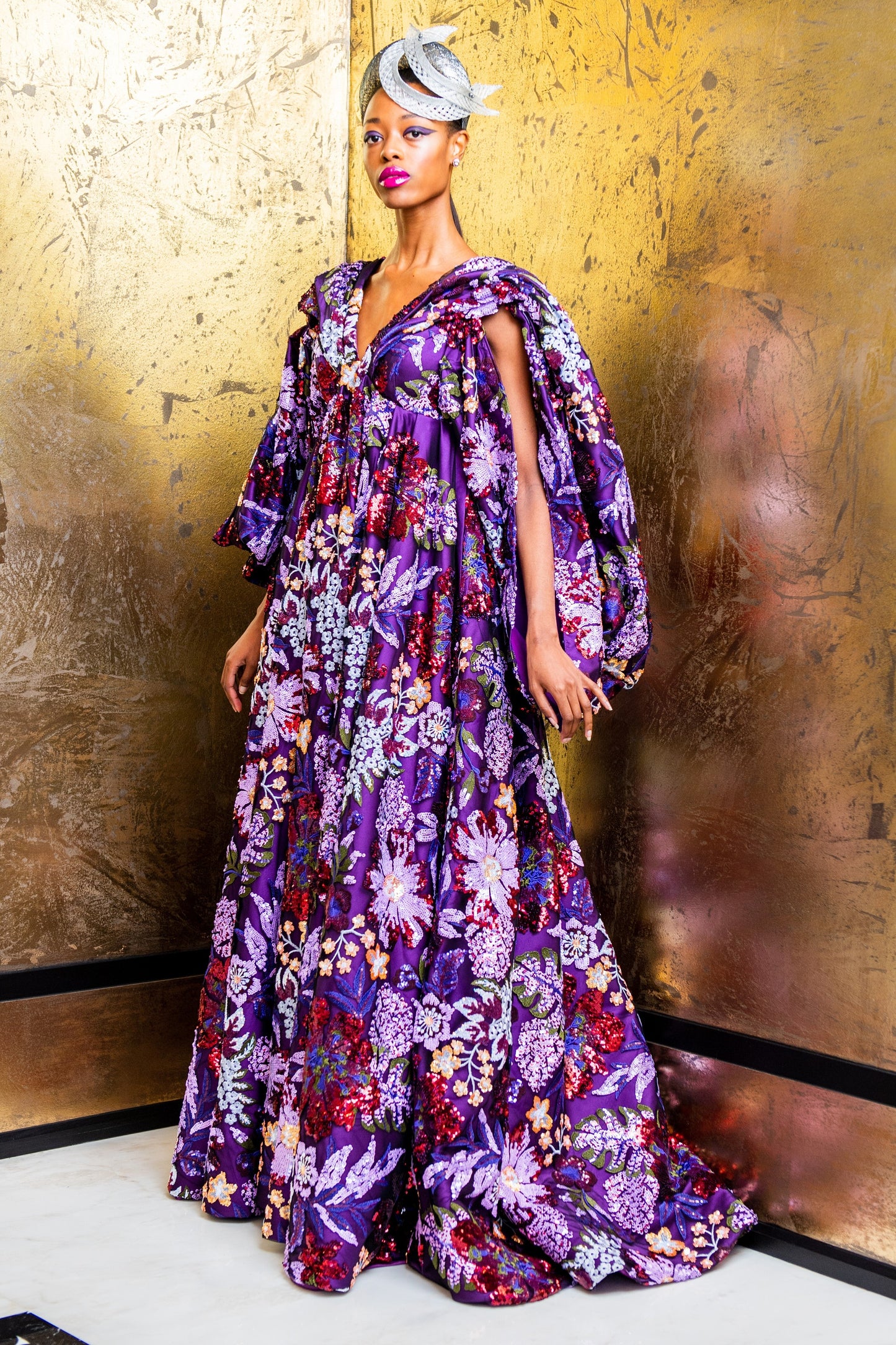 Hand Silk Embroidered Gown