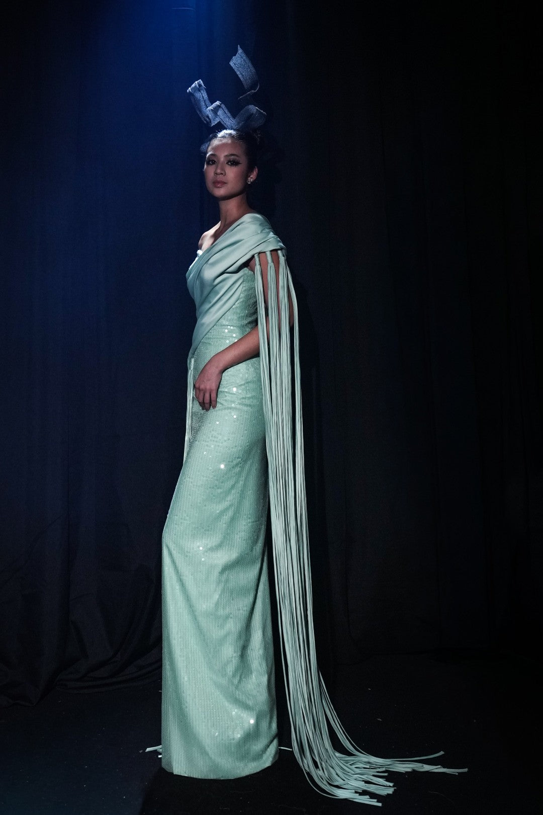 One-Shoulder Draping Gown