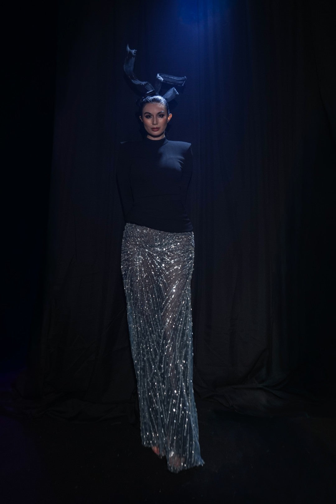 Two-Tone Long Sleeve Gown