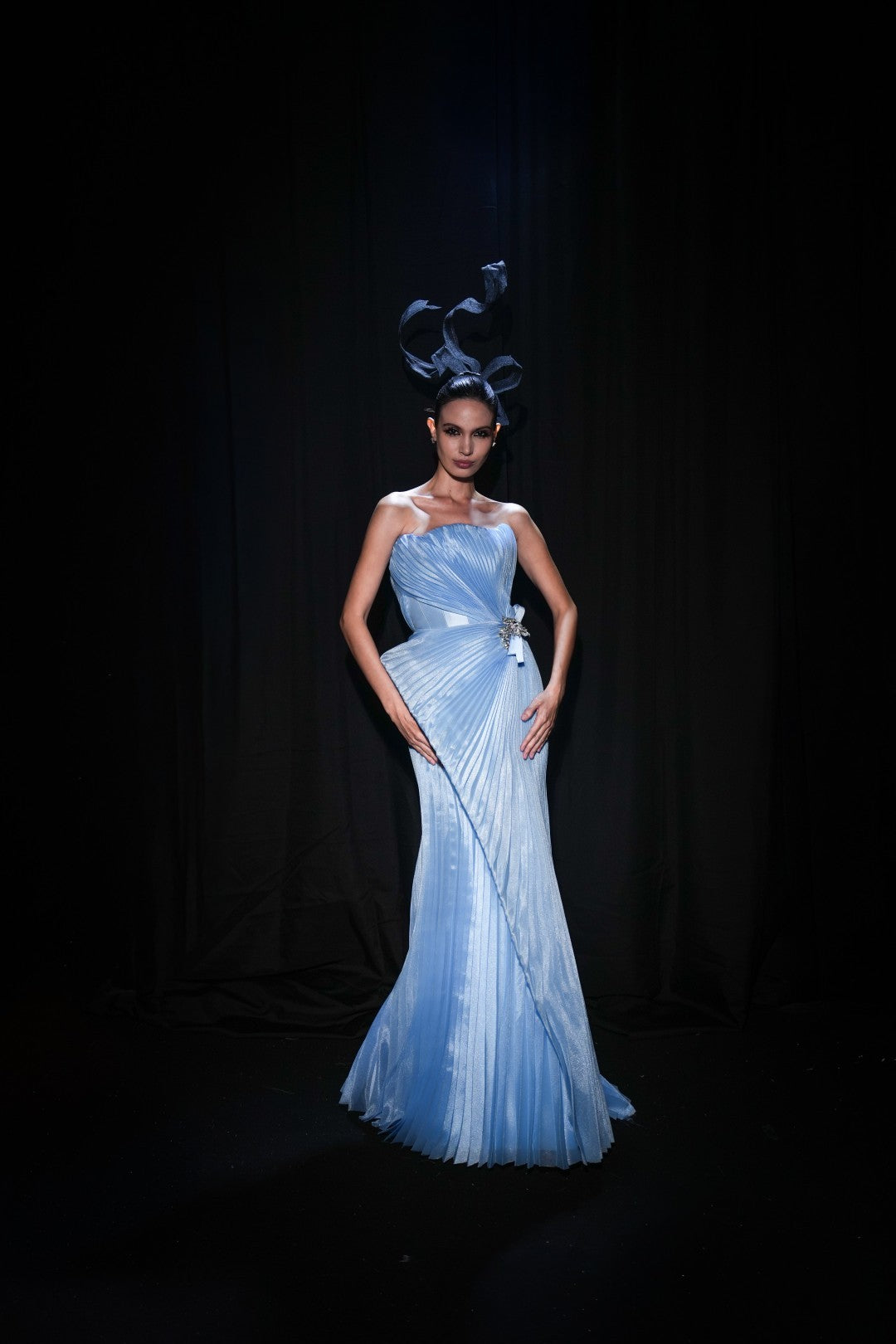 Strapless Micro-Pleated Gown