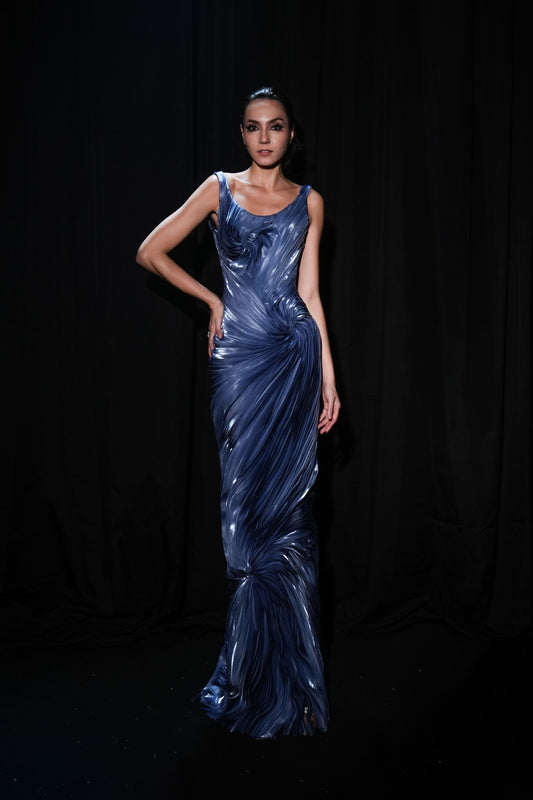 Vestido Esculpido con Remolino