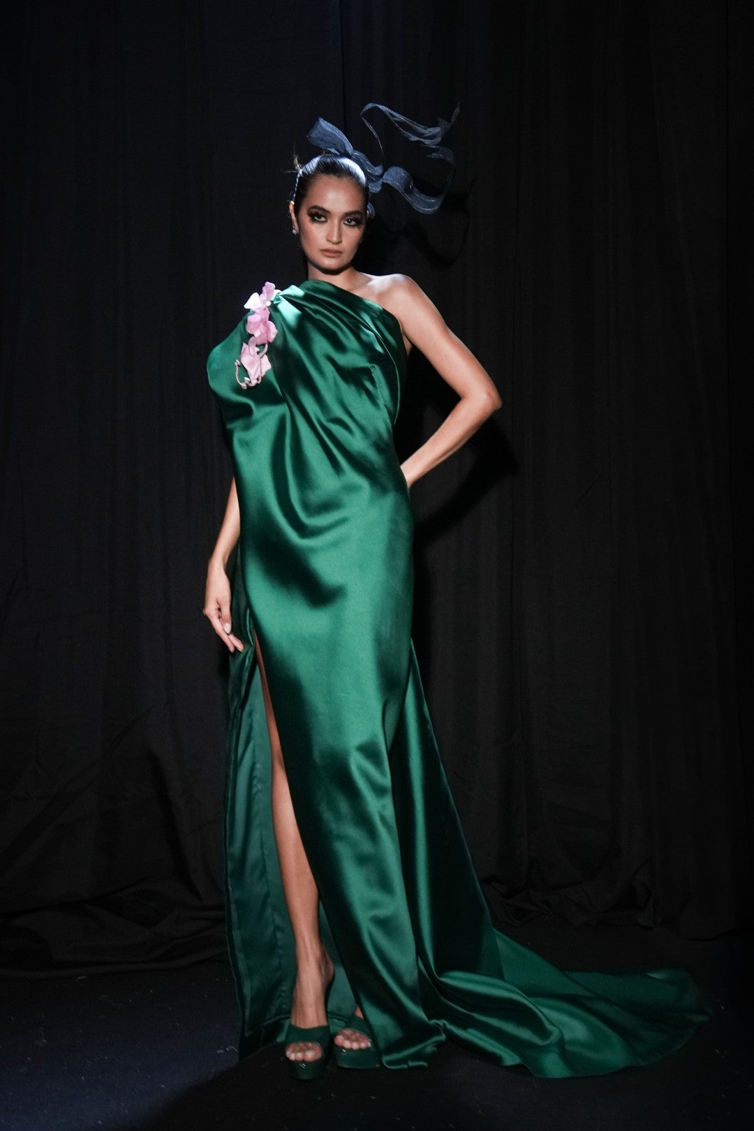 One-Shoulder Satin Gown