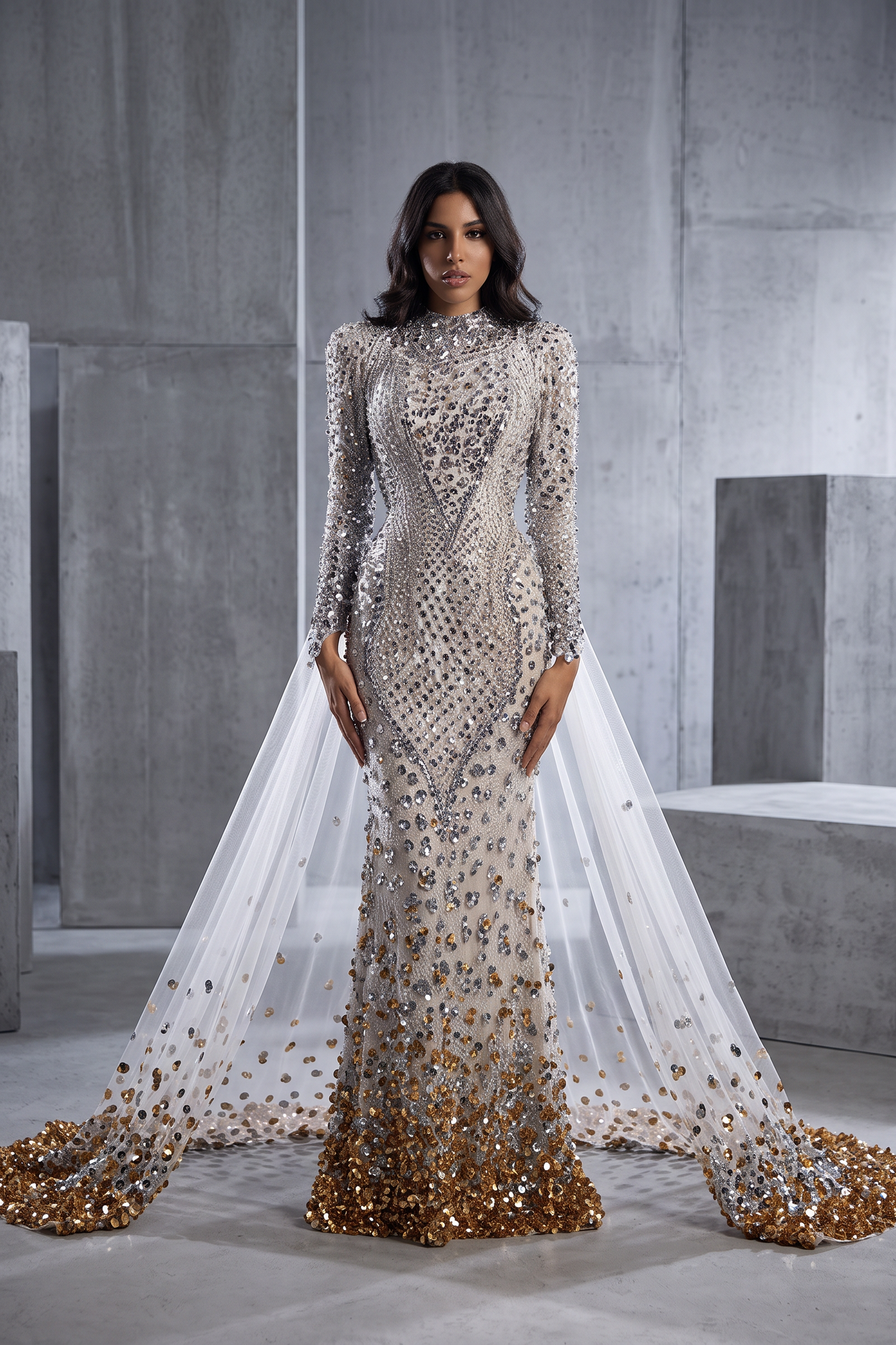Ombré Embellished Mermaid Gown