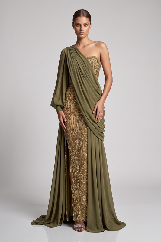 One-Shoulder Evening Gown