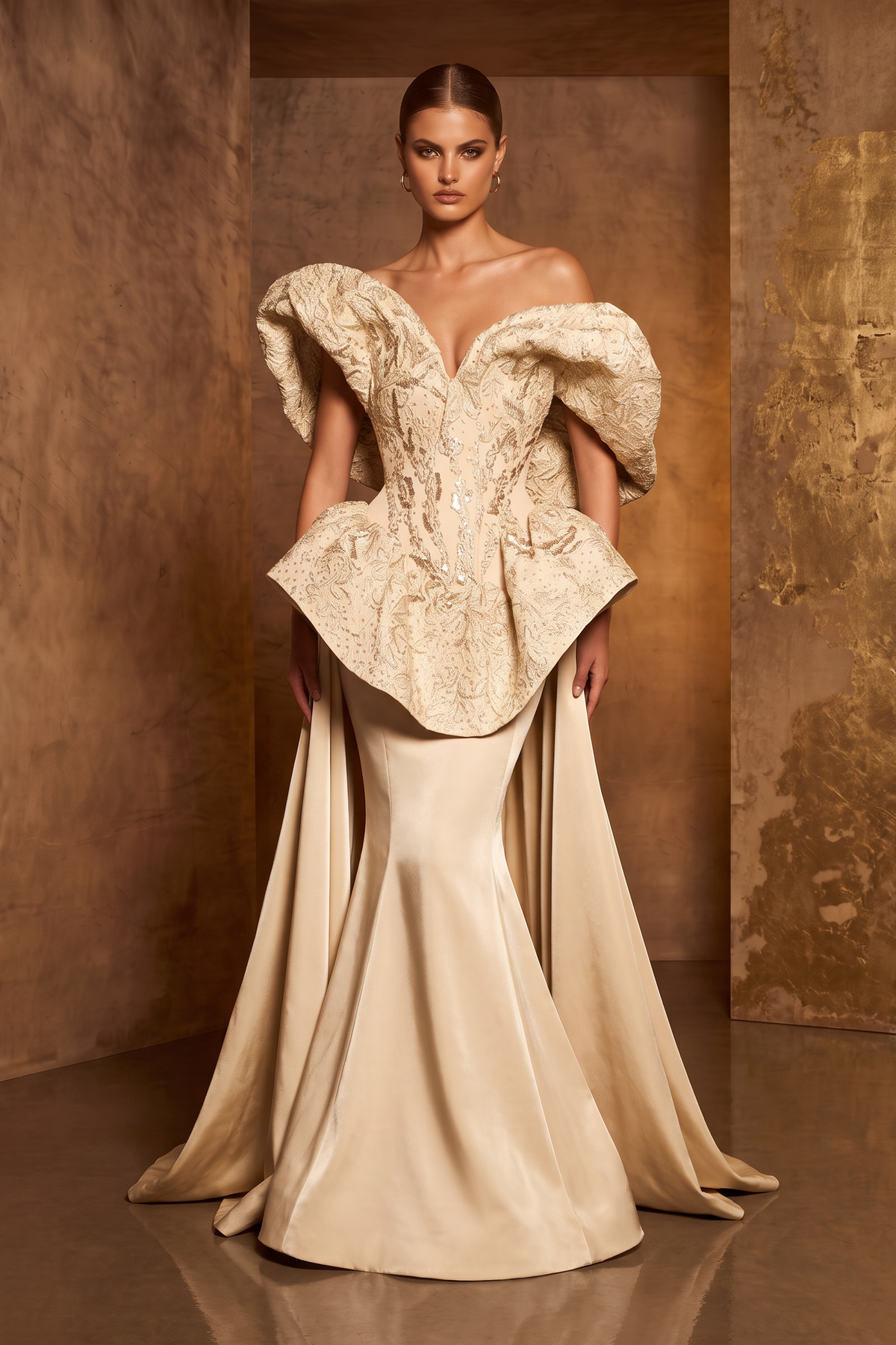 Sleeveless V-Neck Gown