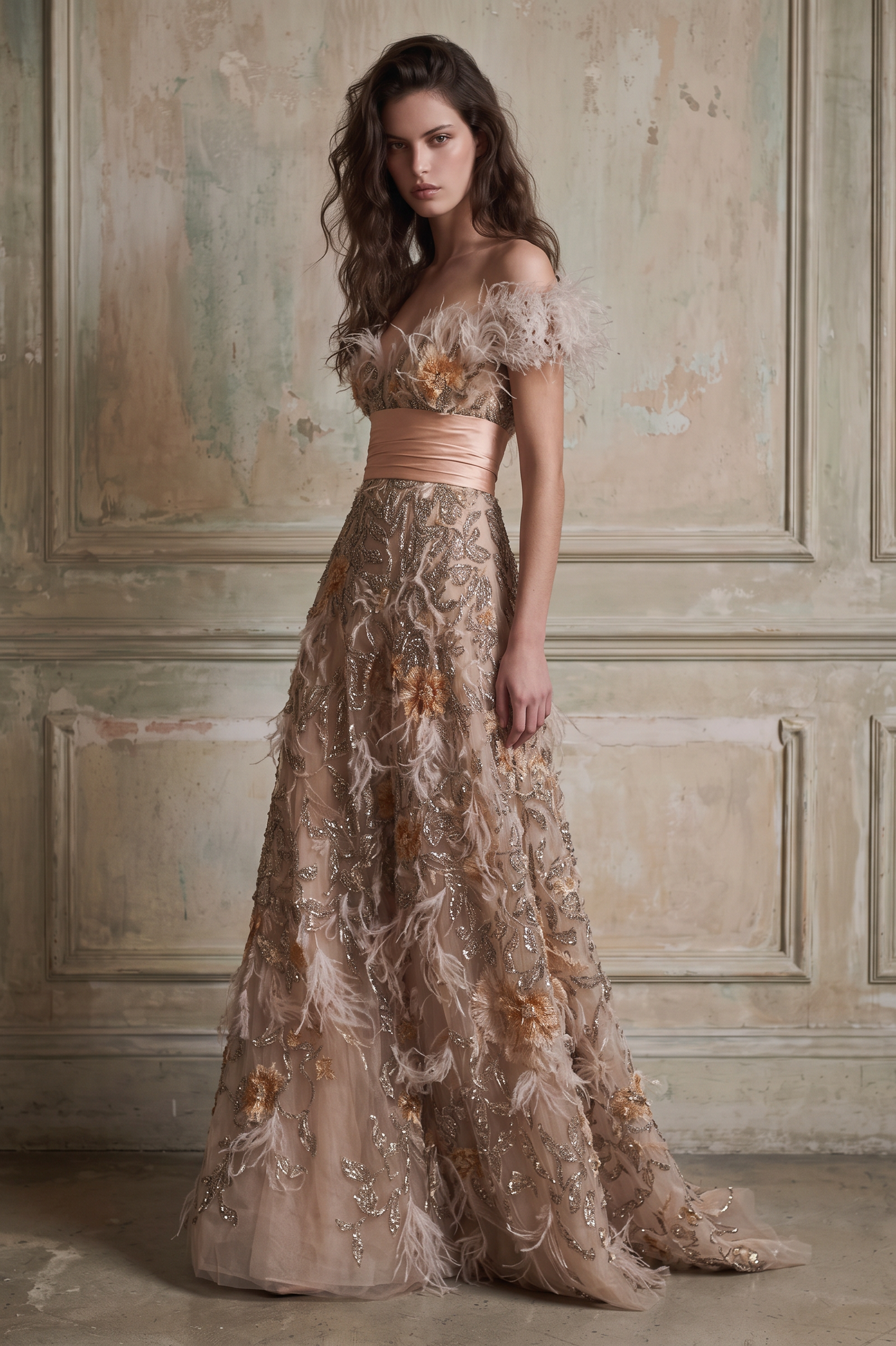 Off-Shoulder Evening Gown