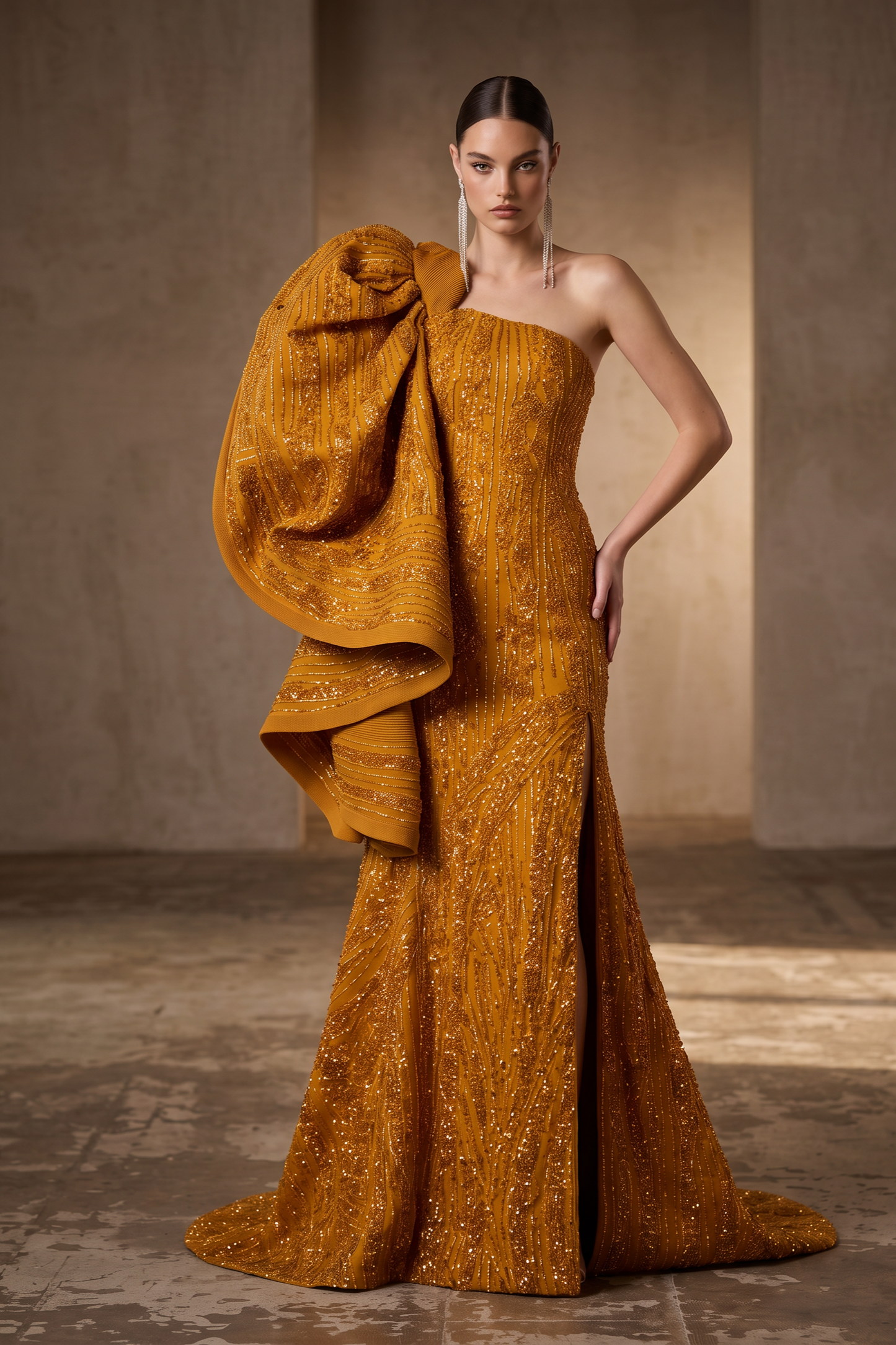 One-Shoulder Asymmetric Gown