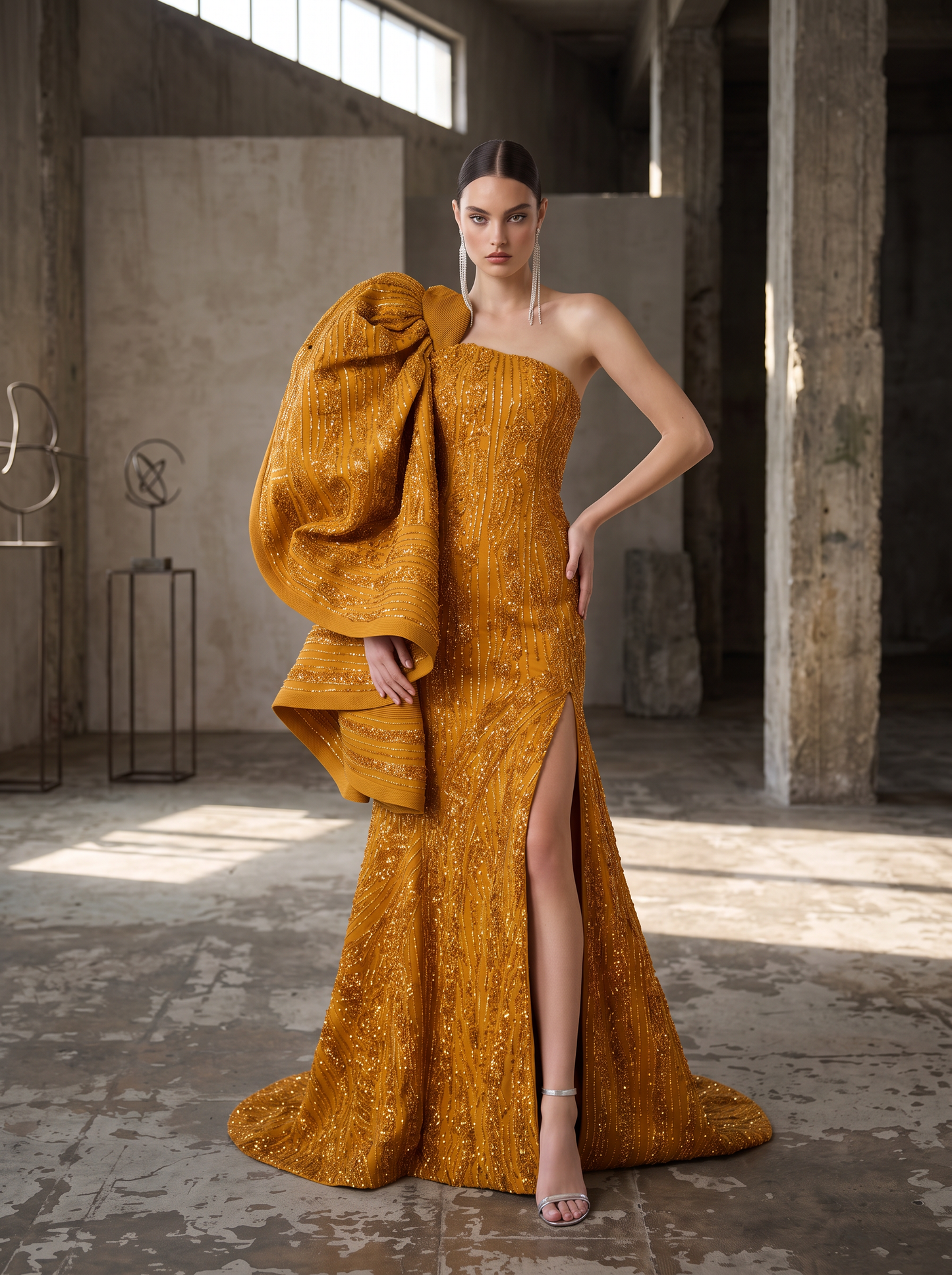 One-Shoulder Asymmetric Gown