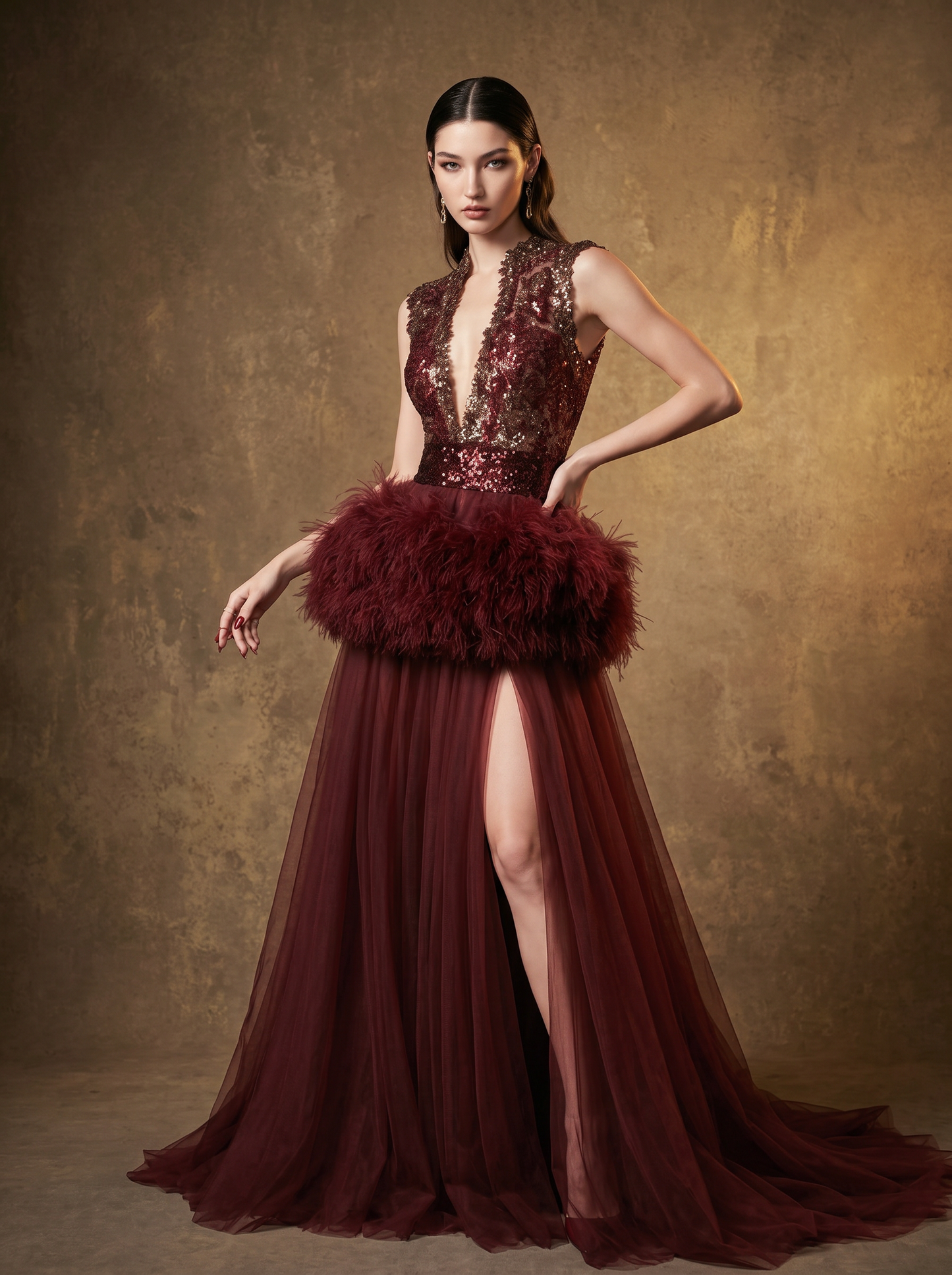 Sleeveless V-Neck Gown