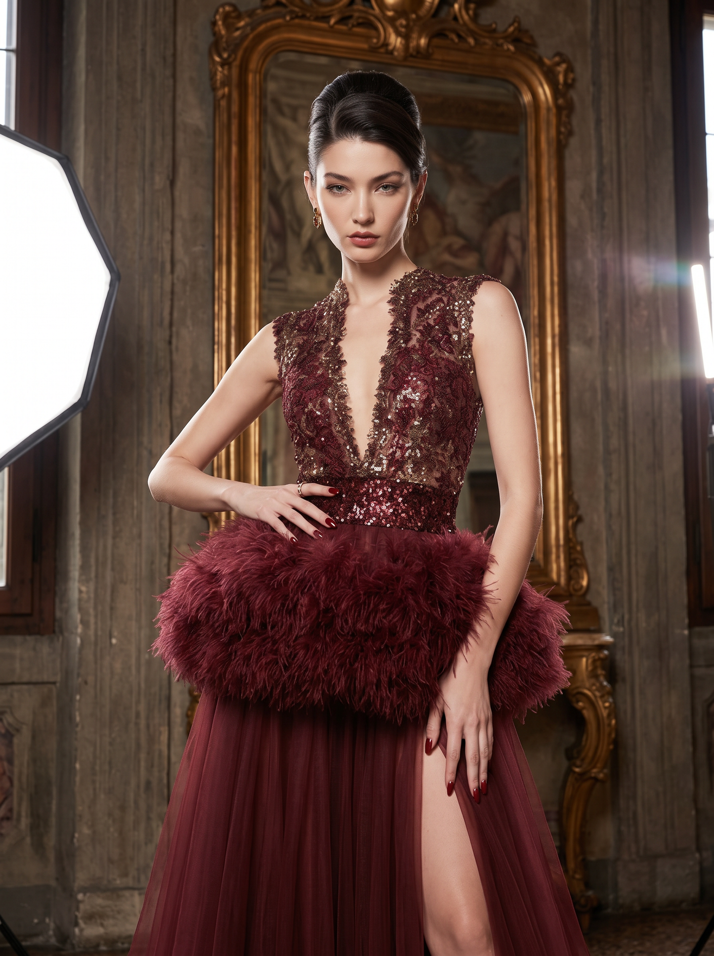 Sleeveless V-Neck Gown