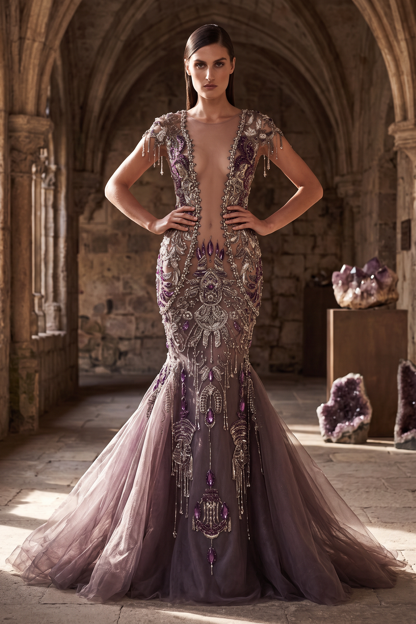 Short Sleeve Evening Gown