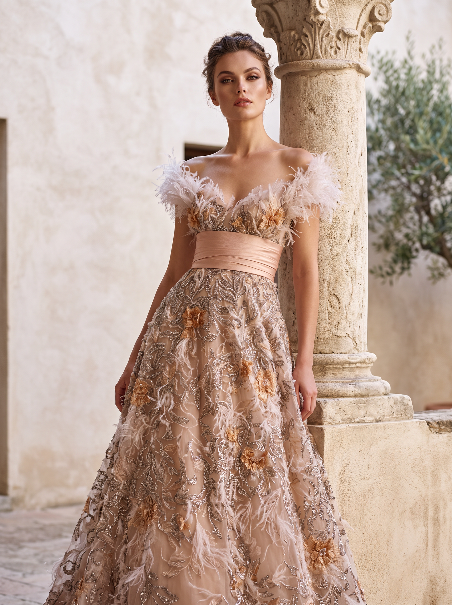 Off-Shoulder Evening Gown