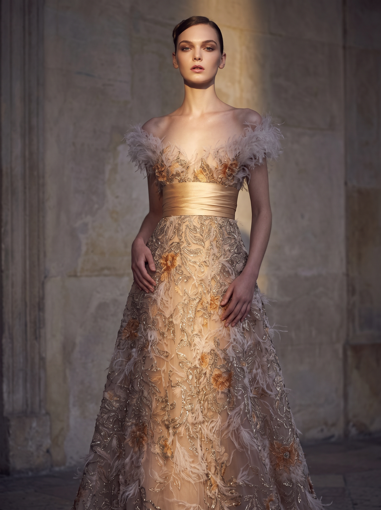 Off-Shoulder Evening Gown