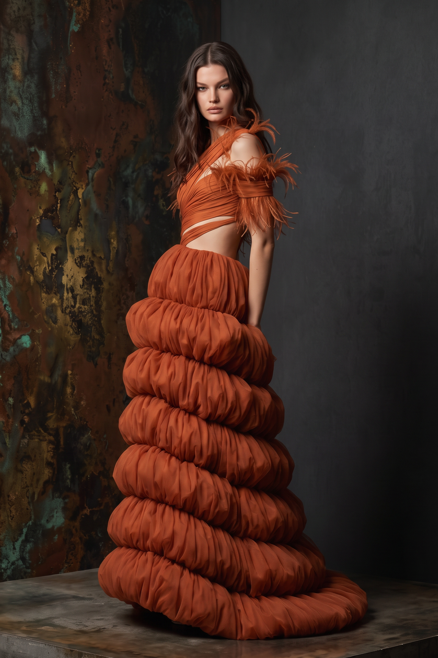 Asymmetric Shoulder Gown