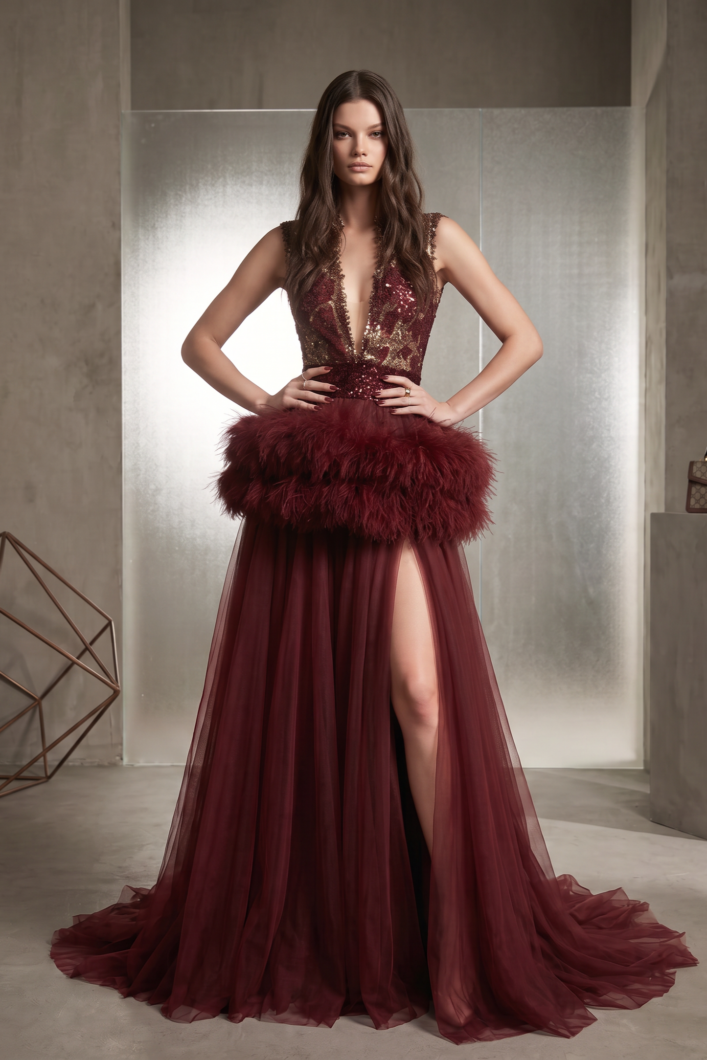 Sleeveless V-Neck Gown