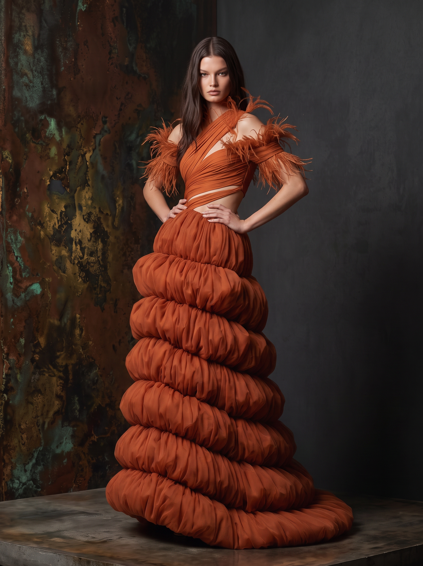 Asymmetric Shoulder Gown