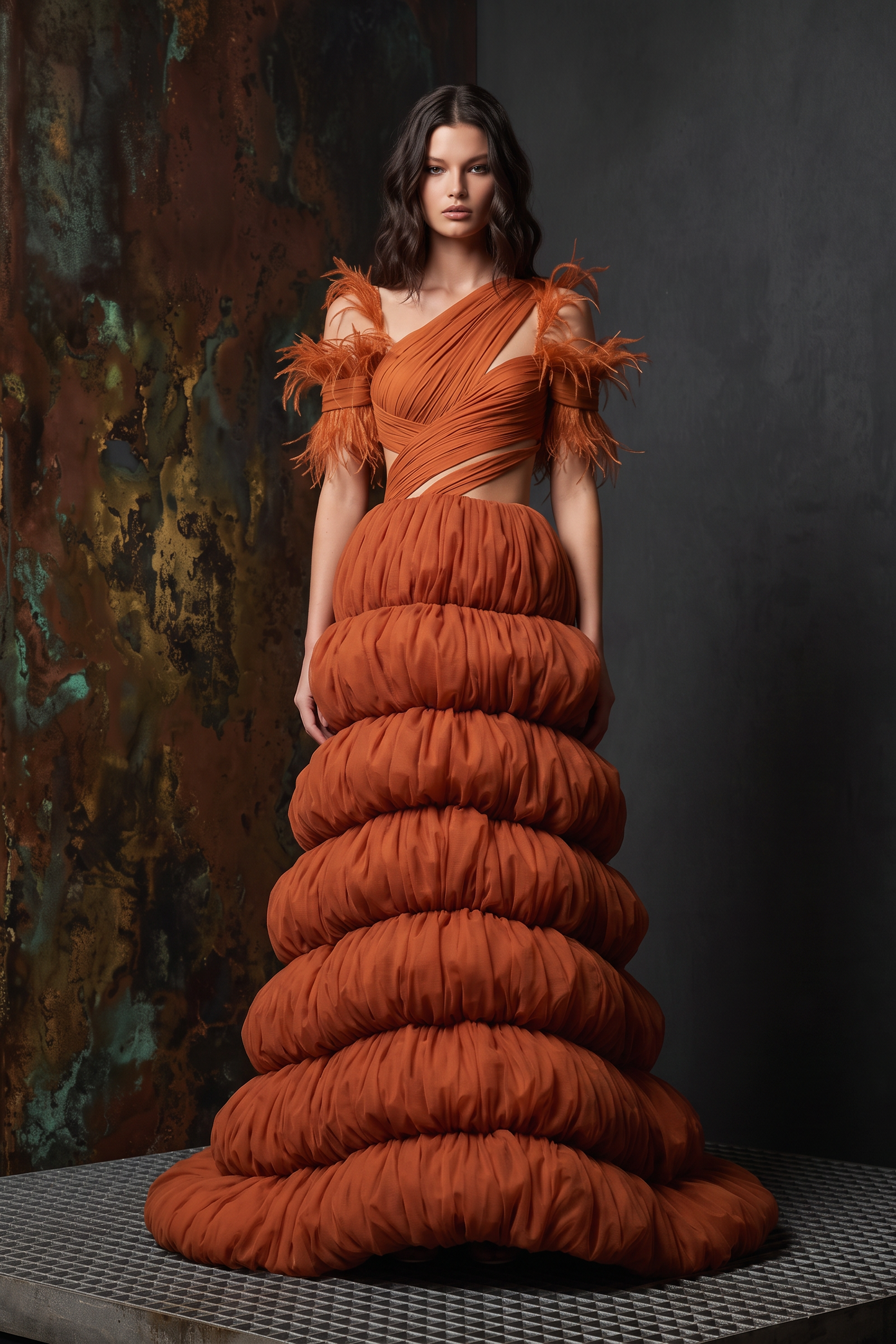 Asymmetric Shoulder Gown