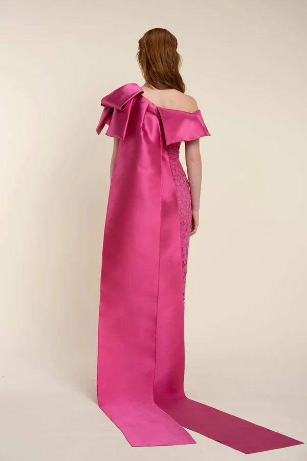 Draped Cape Floral Dress