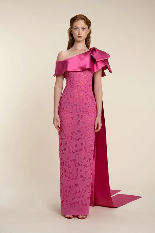 Draped Cape Floral Dress