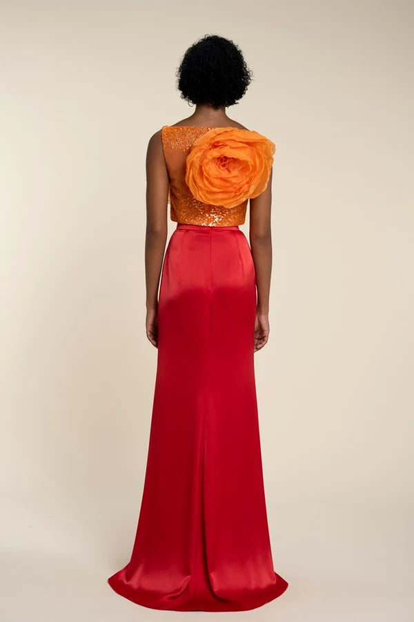 Beaded Top and Draped Skirt