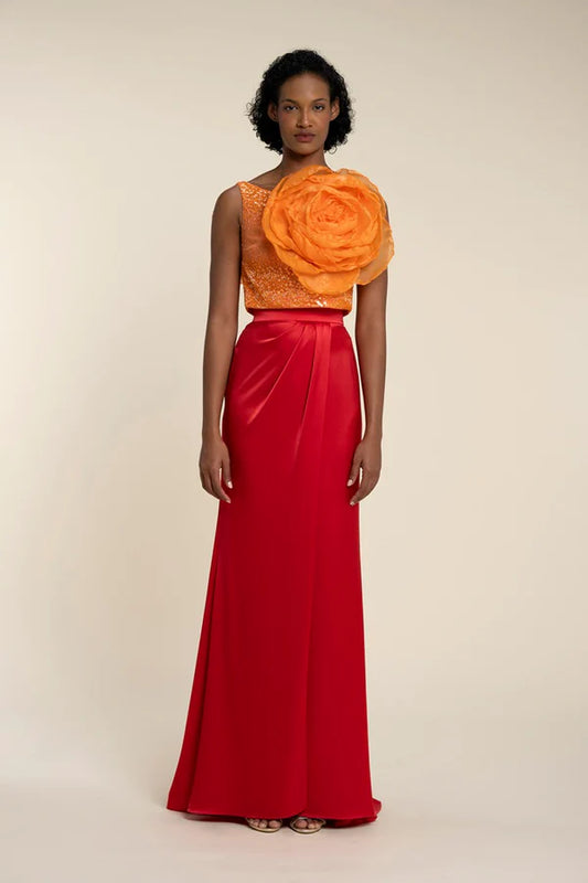 Beaded Top and Draped Skirt