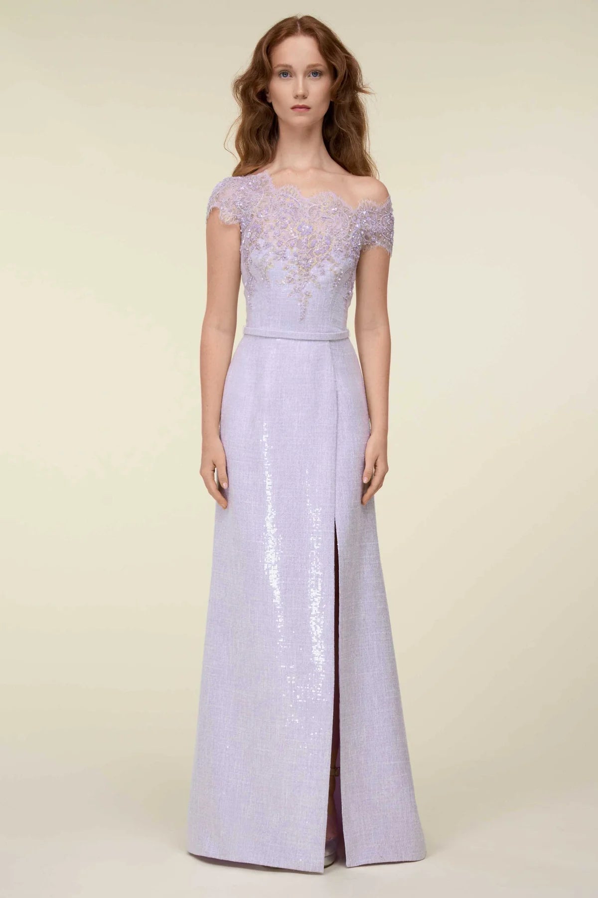 Off-Shoulder Sequined Gown