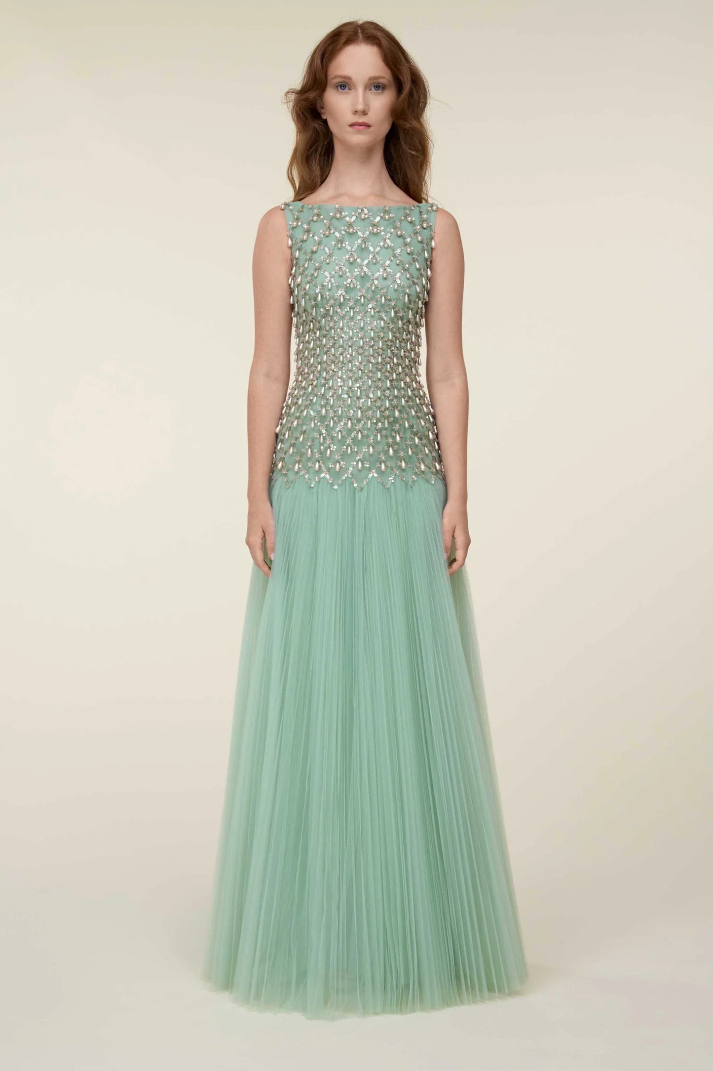Sleeveless Fully Beaded Gown