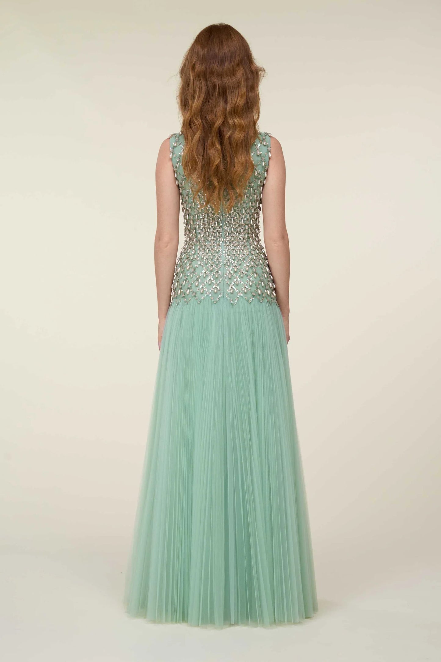 Sleeveless Fully Beaded Gown